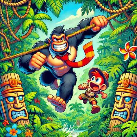 Explore the vibrant world of Donkey Kong Country Returns HD on Nintendo Switch! This remastered classic features enhanced HD graphics, refined gameplay, and co-op fun. Traverse lush jungles, tackle tough obstacles, and battle fierce foes in a thrilling platforming adventure. Perfect for both nostalgic fans and newcomers, enjoy hours of challenging gameplay with the convenience of Switch portability. Donkey Kong Country Returns, Diddy Kong, Donkey Kong Country, Hd Graphics, Gaming Setups, Donkey Kong, Latest Video, Character Designs, Nintendo Switch