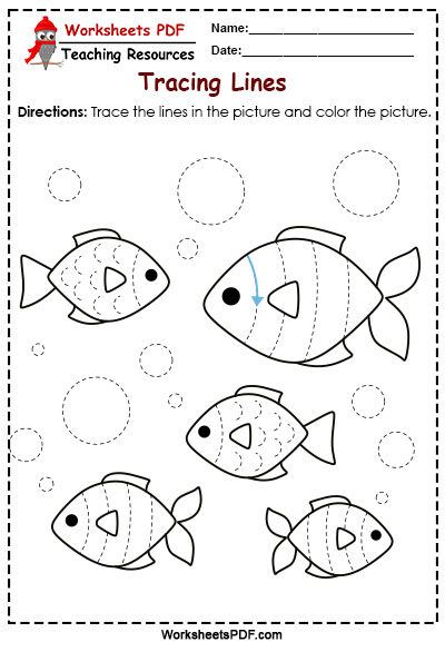 Rainbow Fish Activities, Lines Worksheet, Prewriting Worksheets, Alien Crafts, Fish Activities, Winter Activities Preschool, Dots Game, Tracing Lines, Preschool Tracing