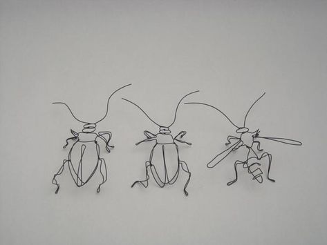 I’ve been told that the bee (that looks more like a wasp) isn’t anatomically correct- since the last pair of legs shouldn’t come out of the middle of the abdomen… Wire Bugs, 3d Pen Art, Art Fil, Room Drawing, Wire Art Sculpture, Art Wire, Wire Drawing, 3d Pen, Insect Art