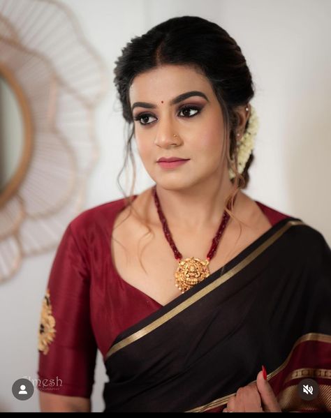 Black Silk Saree Blouse Designs, Blouse Designs For Heavy Arms, Close Neck Blouse Designs For Silk Saree, Black Mysore Silk Saree, Front Blouse Designs Latest, Close Neck Blouse Designs, Mysore Silk Saree Styling, Mysore Silk Saree Blouse Designs, Latest Blouse Neck Designs