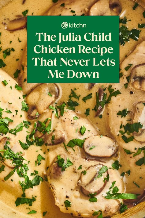 Coco Van Chicken Julia Child, Chicken Julienne Recipes, Julia Child Chicken Recipes, Company Chicken Recipes, French Chicken Breast Recipes, Amazing Forgotten Chicken Recipe, Fancy Chicken Breast Recipes, Ricotta Chicken Recipes, Julia Childs Recipes