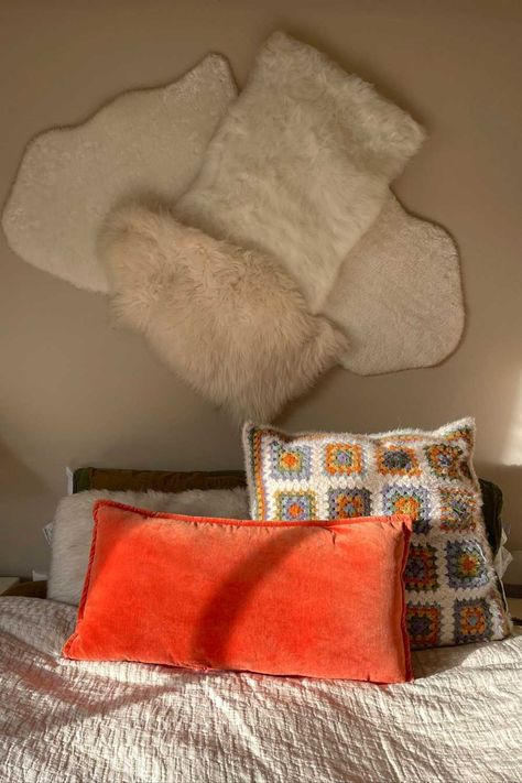 Ikea cozy bedroom decor. Ikea Sheepskin Rug, Ikea Sheepskin, Eclectic Style Decor, Cozy Bedroom Decor, Ikea Shopping, Sheepskin Rugs, Linen Sheet Sets, Over The Bed, Artsy Style