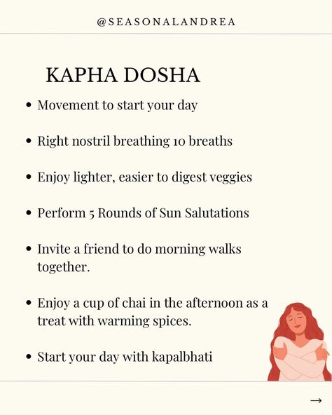 The spring season is connected to the Kapha dosha. Each dosha has unique energies and qualities swirling around. Remember we have all three dosha types within us in varying amounts. Ayurveda is very intuitive in nature and often we just need to slow down to discover what we need to find our balance. If you want to dive deeper with this topic tune into this weeks Peaceful Power Podcast solo episode. What dosha are you needing to balance this season? #ayurvedalfiestyle #kaphaseason #spr... Kapha Dosha Diet Recipes, Vata Kapha Dosha, Doshas Ayurveda, Dosha Types, Kapha Body Type Ayurveda, Balancing Pitta Dosha, Kapha Balancing, Ayurveda Seasons, Ayurveda Vata Dosha