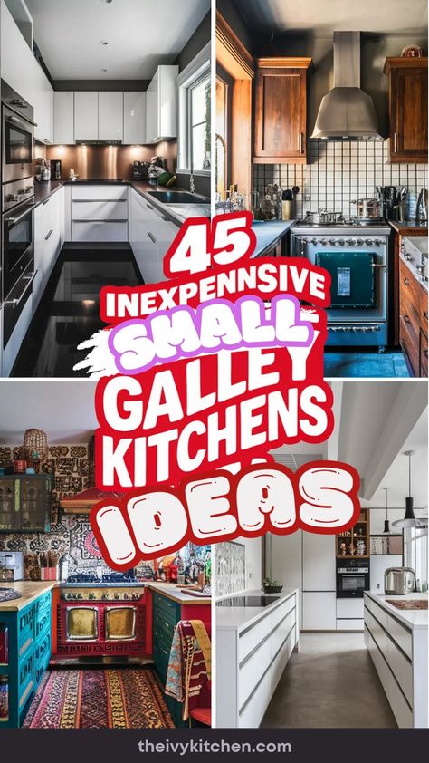 "45 inexpensive small galley kitchen ideas with modern designs and colorful decor." Remodel Galley Kitchen To Open Concept, Tiny Home Galley Kitchen, Tiny Galley Kitchen Remodel, Small Kitchen Ideas Galley Layout, Cape Cod Galley Kitchen, 20x20 Kitchen Layout, Kitchen Remodel Galley Style, Open Galley Kitchen With Island, Galley Kitchen Backsplash