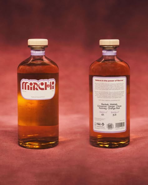 Mirchi Natural Spiced Rum - Fonts In Use Baobab Powder, London Vibes, Label Shapes, Caribbean Rum, Visual Identity Design, Spiced Rum, Real Ingredients, Brand Kit, Accra