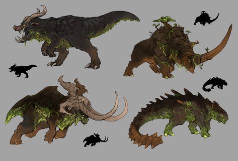 ArtStation - Earth Elementals, Ollie Titley City Guard, Crazy Creatures, Elemental Dragons, Kaiju Design, Monster Artwork, Monster Hunter Art, Mythical Creatures Fantasy, Beast Creature, Creature Artwork