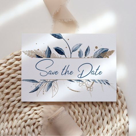 Blue Gold Modern Floral Elegant Save The Date - navy gold save the date invitations Elegant Save The Date, Gold Save The Dates, Navy Blue Colour, Save The Date Designs, Save The Date Invitations, Save The Dates, Navy Gold, Navy Blue Color, Modern Floral