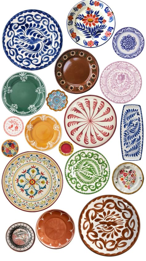 Brazil Kitchen, Eclectic Plates, Modern Mediterranean Decor, Mediterranean Plates, Eclectic Dishes, Ceramic Plates Art, Spring Dinner Party, Colorful Dinnerware, Mallorca Wedding