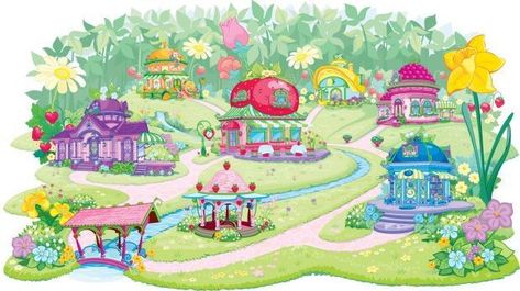 Strawberry Shortcake House, Strawberry Shortcake Cartoon, Strawberry Shortcake Characters, Childhood Memories 2000, Cartoon House, Minecraft Designs, Laptop Wallpaper, Strawberry Shortcake, City Map