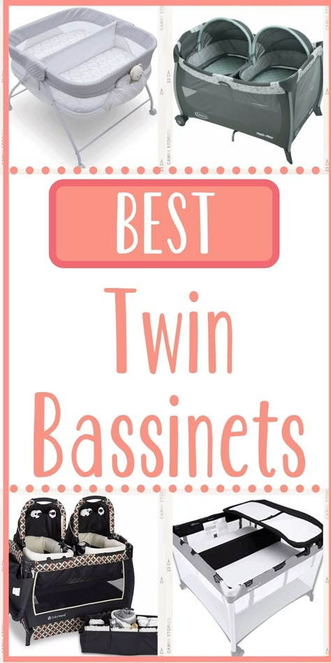 Twin Bassinet Co Sleeper, Things You Need For Newborn Twins, Twins Must Haves, Bassinet For Twins, Twin Cribs Small Spaces, Best Twin Products, Twin Bassinet Ideas, Twin Registry Checklist, Small Twin Nursery Ideas