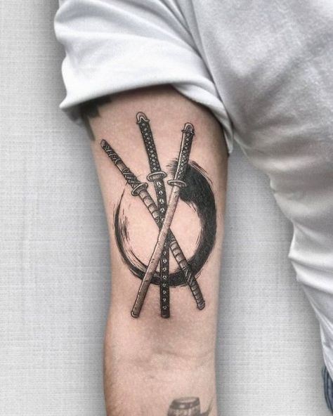 A sword tattoo is one of the most iconic designs. But only a few people know the true meaning behind it. Dive into our research to become a real sword tattoo lord. Wado Ichimonji Tattoo, One Piece Zoro Tattoo Ideas, Zoro Swords Tattoo, Roronoa Zoro Tattoo Design, Roronoa Zoro Tattoo Ideas, Zoro Tattoo Design, Zoro Tattoo Ideas, Zoro One Piece Tattoo, Zoro Tattoo