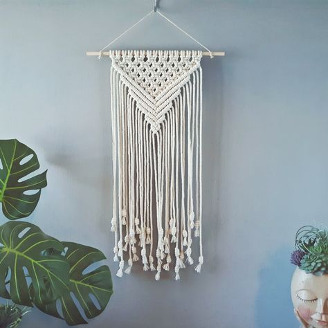 Window Wall Art, Boho Apartment, Small Macrame Wall Hanging, Boho Apartments, Macrame Wall Hanging Tutorial, Modern Farmhouse Wall Decor, Bed Wall Decor, Small Macrame, Macrame Curtain