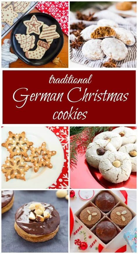 Traditional German Christmas cookies come in many delicious forms - from gingerbread to single-spice cookies and nutty little bites. This delicious list has a something for everyone. Try them all! #christmascookies #germancookies #traditionalcookies #holidaybaking German Christmas Cookies Traditional, German Christmas Desserts, Traditional German Christmas, Easy German Recipes, German Christmas Traditions, German Christmas Food, Brownie Vegan, German Food Authentic, German Christmas Cookies