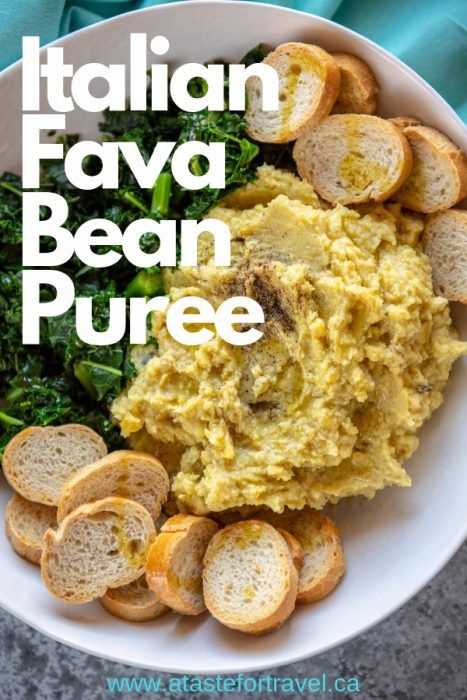 This easy and delicious Purè di fave e Cicorie – Fava Bean Puree with Chicory — is a traditional antipasti dish from Puglia, Italy. Made with dried fava beans, this healthy soul-satisfying vegan dish captures the best of the Mediterranean diet in both simplicity and flavour. If you can’t find chicory, use dandelion greens or rapini.#vegan #italianfood Dried Fava Bean Recipe, Dried Fava Beans, Fava Beans Recipes, Bean Puree, Quick Vegetarian Recipes, Dandelion Greens, Fava Bean, Baked Tilapia, Quick Vegetarian Meals