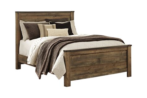 Trinell Queen Panel Bed | Ashley Furniture HomeStore Oak King Size Bed, Rustic Cabin Furniture, Beachy Farmhouse, Rustic Bedroom Sets, Sleep Bedroom, Rustic Bedroom Furniture, Wood Bedroom Sets, Cozy Sleep, Queen Panel Beds