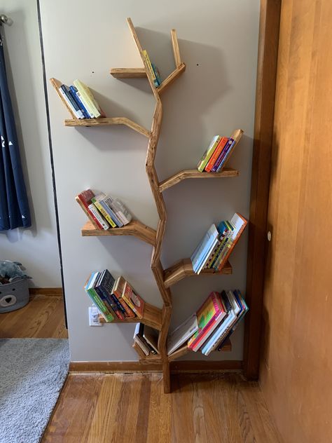 Tree Style Bookshelf, Wooden Tree Bookshelf Kids Rooms, Tree Bookcase Nursery, Nursery Tree Bookshelf, Tree Bookshelf Nursery, Diy Nursery Bookshelf, Woodland Bookshelf, Mountain Bookshelf, Diy Tree Bookshelf