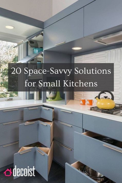 Space Efficient Kitchen, Small Closed Kitchens, Smart Kitchen Design, Small Kitchen Solutions, Clutter Kitchen, Closed Kitchen, Decorate The Room, Small Kitchen Layouts, Kitchens Ideas