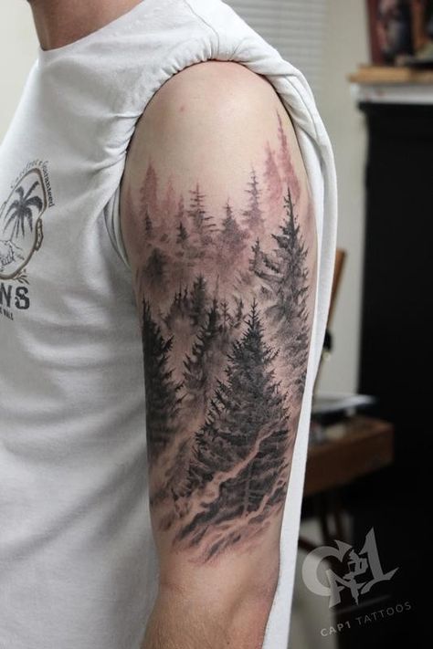 Tattoo Forest Arm, Tree Tattoo Arm Sleeve, Forest Tattoo Sleeve, Natur Tattoo Arm, Tree Sleeve Tattoo, Pine Tattoo, Tree Tattoo Forearm, Tree Tattoo Arm, Tree Tattoo Back