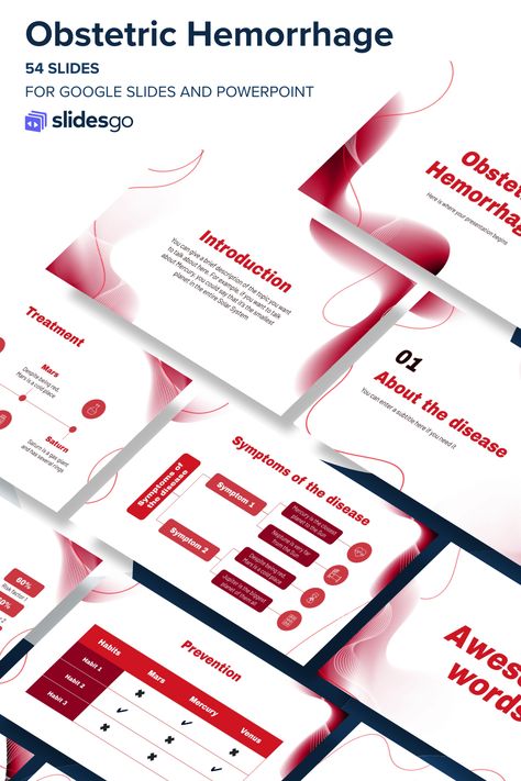 Understand the complications of obstetric hemorrhage and how to prevent it with this interactive template for Google Slides and PowerPoint Vasa Previa, Red Mars, Free Ppt Template, Small Planet, Low Blood Pressure, Power Point Template, Business Templates, Google Slides Themes, Slides Template