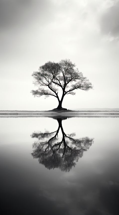 #Wallpaper #art #calm #tree #water #black_and_white Black And White Hd Photography, Black White Nature Wallpaper, Black And White Nature Wallpaper, Black White Landscape Photography, Black And White Tree Wallpaper, Black And White Water Photography, Dramatic Black And White Photography, Black And White Images Aesthetic, Black And White Pictures To Draw