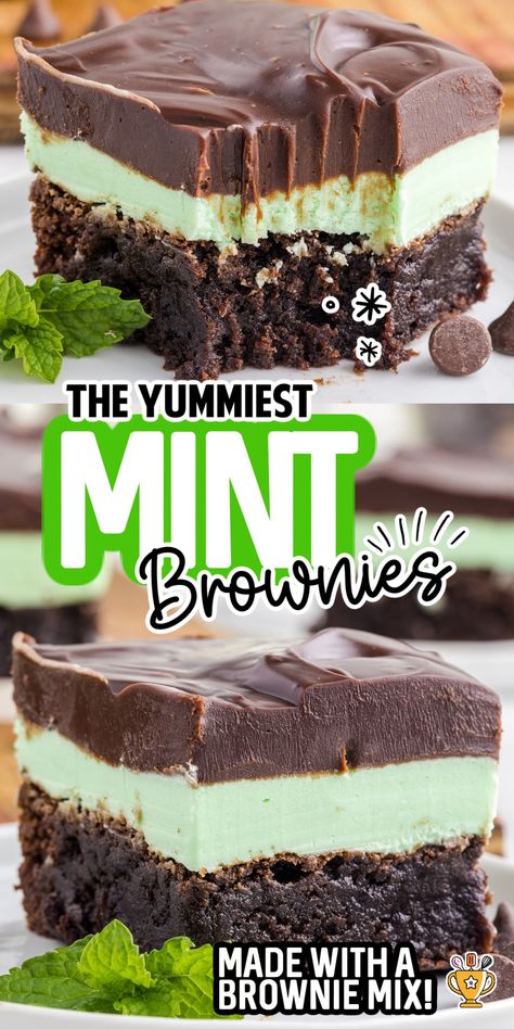 Mint Brownies Mint Icing For Brownies, Andes Mint Bars, Mint Fudge Brownies, Mint Chocolate Brownies Easy, Choc Mint Dessert, Chocolate Mint Bars Recipe, Chocolate Cake With Mint Frosting, Mint Flavored Desserts, Mint Chocolate Fudge Brownies