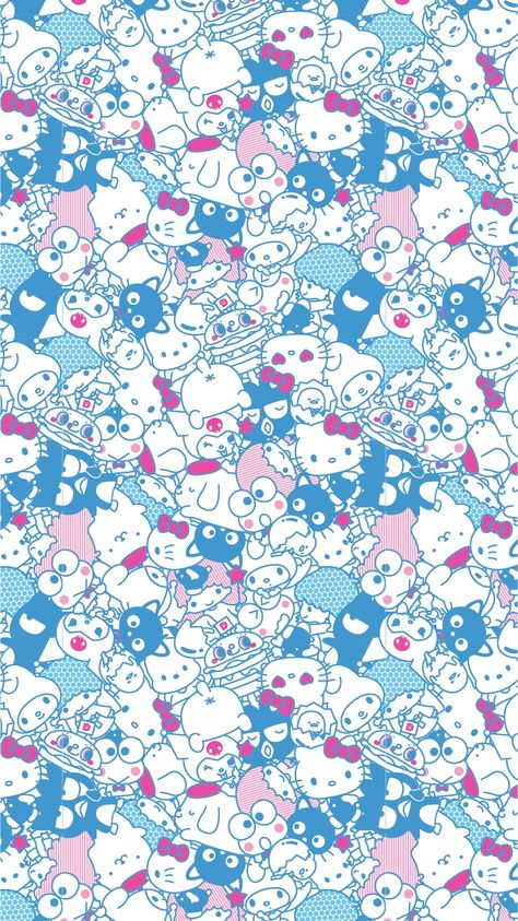 Sanrio wallpaper Sanrio Pattern Wallpaper, Sanrio Pattern, Sanrio Wallpapers, Hello Kitty Tattoos, Hello Kitty Images, Wall Paper Phone, Cartoon Disney, Hello Kitty Backgrounds, Hello Kitty Birthday