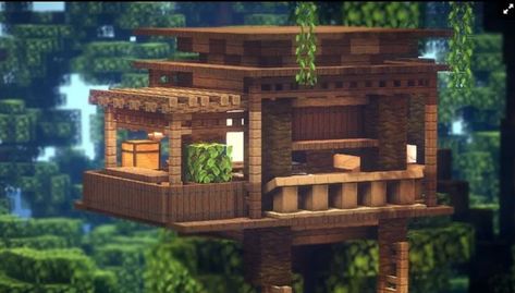 Minecraft Jungle House, Minecraft Treehouses, Jungle Tree, Jungle House, Minecraft House Plans, Minecraft Farm, Bangunan Minecraft, Minecraft Modern, Minecraft Cottage