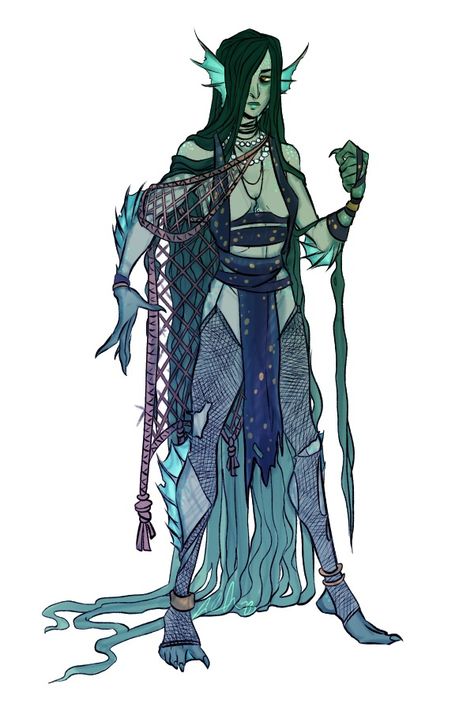 (1) Bladwijzers / X Sea Elves Dnd, Sea Dragon Character Design, Siren Dnd Character, Water Genasi Female Druid, Dnd Siren Character Art, Goth Dnd Character, Simic Hybrid Dnd, Merfolk Dnd, Triton Warlock