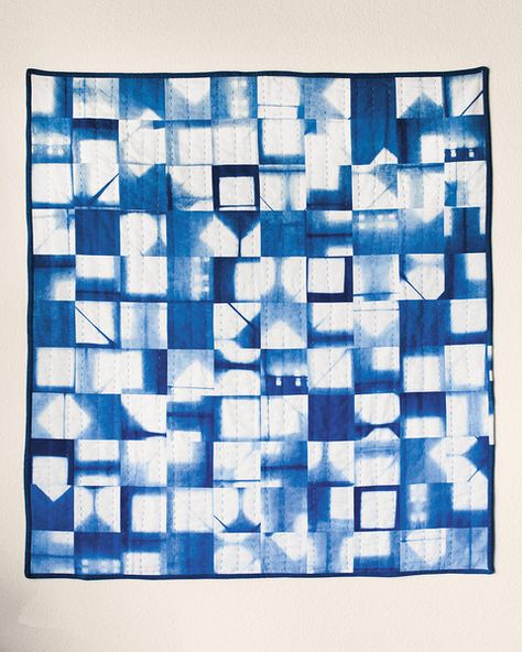 Indigo Quilt from The Modern Natural Dyer by Kristine Vejar Natural Blue Dye For Fabric, Indigo Quilts Modern, Itajime Shibori, Shibori Square Pattern, Indigo Quilt, Indigo Japanese Textiles, Japanese Indigo Fabric, Shibori Dye, Indigo Shibori