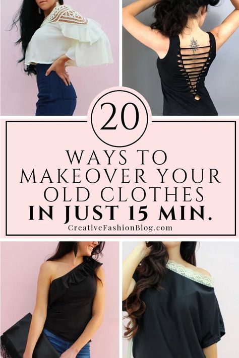 20 refashioning DIY projects you can do in just 15 minutes! Learn to recycle and upcycle your old clothes with these step by step ideas. Take old thrift store clothes and give them a makeoever! #sew #refashion #upcycle Upcycle Clothes Thrift Store, Upcycle Clothes Diy Refashioning, Sewing Upcycled Clothing, Thrift Store Diy Clothes, Thrift Store Clothes, Thrift Store Fashion Outfits, Step Ideas, Thrift Store Fashion, Recycle Old Clothes