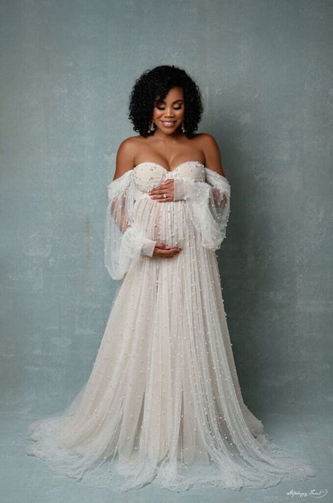 Dallas maternity photographer | Maternity photography studio Studio Maternity Shoot Gown, Romantic Maternity Shoot, Modest Pregnancy Photoshoot, Pregnancy Wedding Dress, Baby Shower Dress Ideas, Elegant Maternity Shoot, Maternity Baby Shower Dress, Kids Gowns, Maternity Gowns For Photoshoot