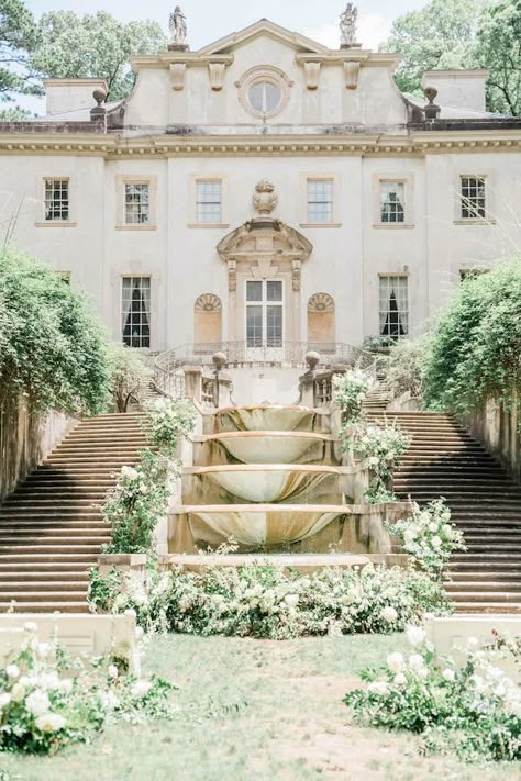 Elegance Overflows at The Swan House in Atlanta, Georgia | The Perfect Palette Swan House Atlanta, Swan House Wedding, Swan House, Abandoned Church, Classic Color Palette, Damon And Stefan, Dream Wedding Venues, Atlanta Homes, Atlanta Wedding