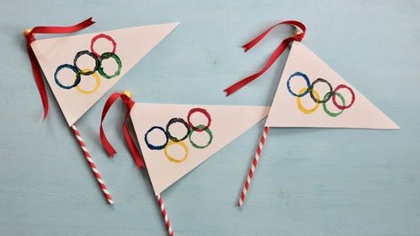 Olympics Arts And Crafts, The Olympics Crafts, Olympic Crafts For Toddlers, Olympic Arts And Crafts For Kids, Olympic Flag Crafts For Kids, Potato Olympics, Olympics Crafts For Kids, Olympic Art, Olympic Crafts For Kids