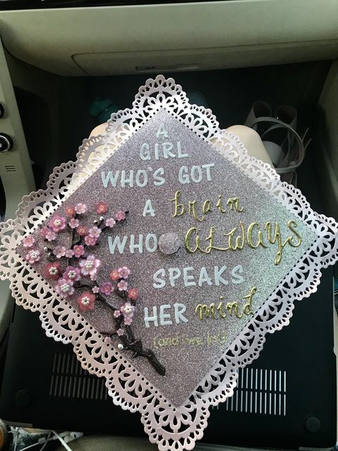 Graduation cap! #gradcap #graduation #pink #sparkly #mulan Graduation Cap Designs Mulan, Pink Cap Decoration, Mulan Grad Cap, Mulan Graduation Cap, Graduation Tips, Couple Graduation Pictures, Graduation Cap Designs College, Senior Things, Graduation Hats