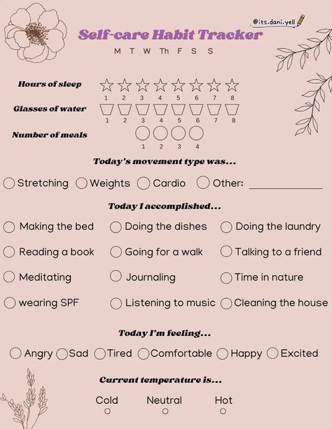 Self-care habit tracker free printable. Insert document into a plastic sleeve for use with a dry erase marker. Habit Tracker Free Printable, Tracker Free Printable, Tracker Free, Dry Erase Markers, Habit Tracker, Dry Erase, Listening To Music, Free Printable, Books To Read