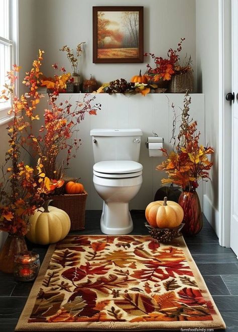 30 Stylish Fall Bathroom Decor Ideas to Upgrade Your Space Today 53 Autumn Bathroom Decor, Fall Bathroom Decor Ideas, Fall Bathroom Decor, Fall Bathroom, Decorative Bath Towels, Modern Fall Decor, Iron Plant Stand, Fall Candle Scents, Restroom Decor