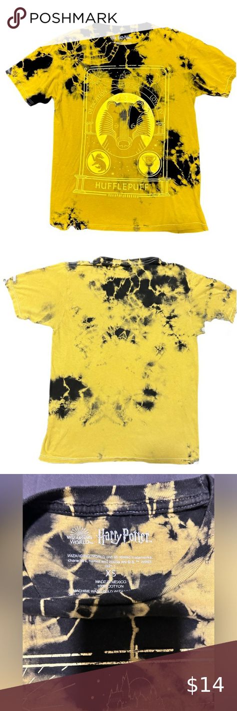 Hot Topic Hufflepuff Tie Dye T-Shirt Yellow/Black Harry Potter XS extra small Hufflepuff Tie, Harry Potter Hufflepuff, Wizarding World Of Harry Potter, Tie Dye T Shirts, Wizarding World, Dye T Shirt, Yellow Black, Hot Topic, Harry Potter