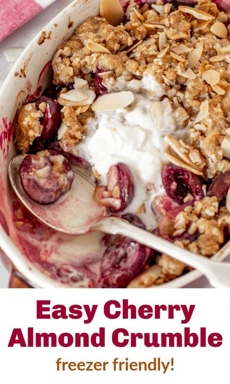 Cherry Almond Crisp, Cassava Pone, Cherry Crisp Recipe, Gluten Free Crumble, Almond Crumble, Fruit Topping, Cherry Crisp, Cherry Crumble, Baked Sweets