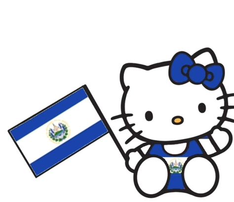 El Salvador Pictures, Hello Kitty El Salvador, El Salvador Hello Kitty, Salvadorian Tattoo, Salvadoran Culture, El Salvador Aesthetic, El Salvador Art, Guatemala Flag, El Salvador Flag