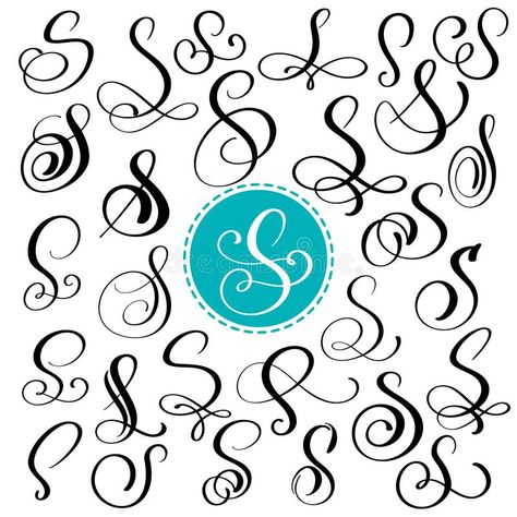 Vector Flourish, Ss Monogram, Cursive S, Logo Packaging Design, Flourish Calligraphy, Calligraphy Script Fonts, Cursive Alphabet, Hand Lettering Fonts, Hand Lettering Alphabet