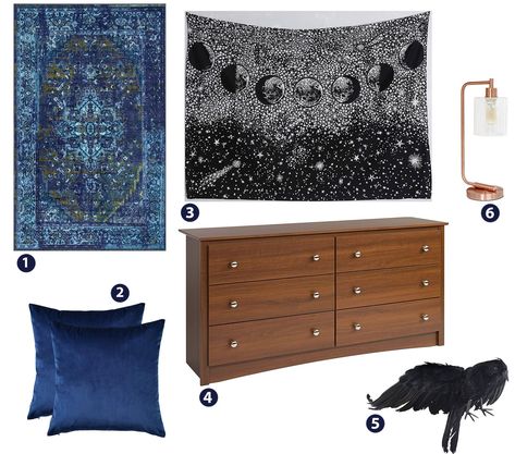 Raven Claw Bedroom, Ravenclaw Dorm Aesthetic, Ravenclaw Bedroom Aesthetic, Hogwarts Ravenclaw Dorm, Ravenclaw Bedroom Ideas, Ravenclaw Room Ideas, Ravenclaw Inspired Bedroom, Harry Potter Room Decor Ravenclaw, Harry Potter Inspired Bedroom