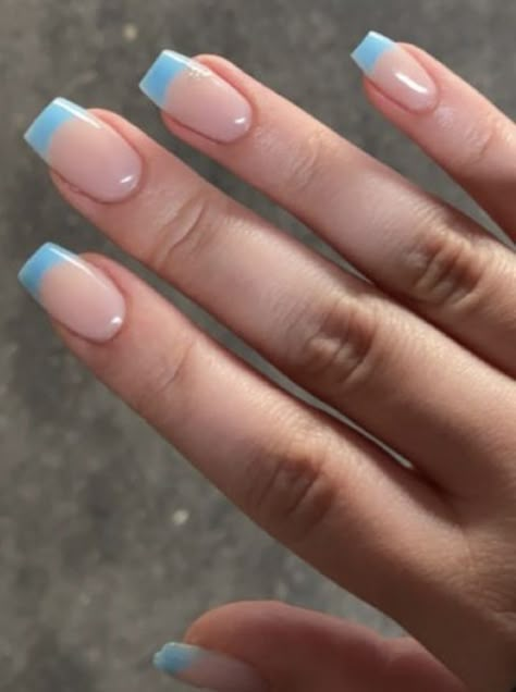 French Tip Square, Blue French Tip, Keto Lifestyle, Blue French, Pastel Blue, Ketogenic Diet, Nail Inspo, Low Carb, Square