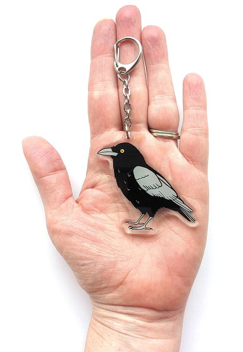 Crow Raven Acrylic Keychain Charm Double-Sided - Gift for Crow Raven Lover Bird Keychain, Hedgehog Print, Raven Bird, Field Bag, Tech Bag, Crows Ravens, Keychain Charm, Small Crossbody Purse, Canvas Messenger Bag