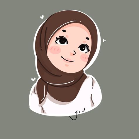 Profile Picture Hijab Cartoon, Hijab Cartoon Cute, Profile Picture Hijab, Hijab Profile Picture, Cute Hijab Cartoon, Profile Hijab, Chibi Hijab, Hijab Girl Illustration, Procreate Wallpaper