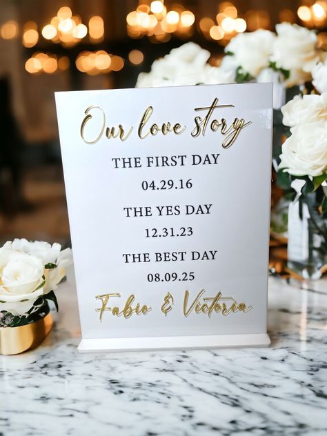 Our Love Story Sign, Wedding Date Sign, Our Love Story, Love Story Wedding, Heart Warming Quotes, Wedding Display, Event Signage, Ceremony Backdrop, Sign Wedding