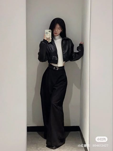 Fem Fetale Outfits, Fashion Designer Outfits Style Casual, Korean Dark Outfit, Corp Core Fashion, 4'11 Height Short People Outfits, Top Heavy Outfits, Asian Outfits Aesthetic, Mafia Lady Outfit, Kpop Inspo Outfits