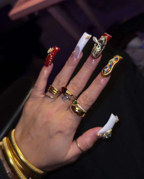 curved nails> Cardi B Nails, Dont Play, Junk Nails, Curved Nails, French Tip Nail Designs, Long Acrylic Nail Designs, Bling Acrylic Nails, T B, Beauty Tattoos