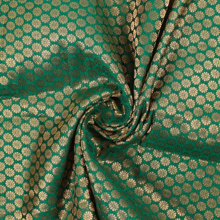 Product Code-SHOPBRSILK8922Type-Chanderi Zari Silk Color-GreenMaterial-Chanderi ZariOccasion-Wedding, Festival, Party WearWidth- 44 inches ( 110 centimetres)Length- 1 meter (Increase from the drop-down menu if you want more.)-If you purchase more than 1 Meter you will get it in running length, not in piecesWeight India Dress, Floral Embroidery Patterns, Wedding Clothes, Wedding Dress Fabrics, Wedding Fabric, Silk Brocade, Teal And Gold, Buy Fabric, Brocade Fabric