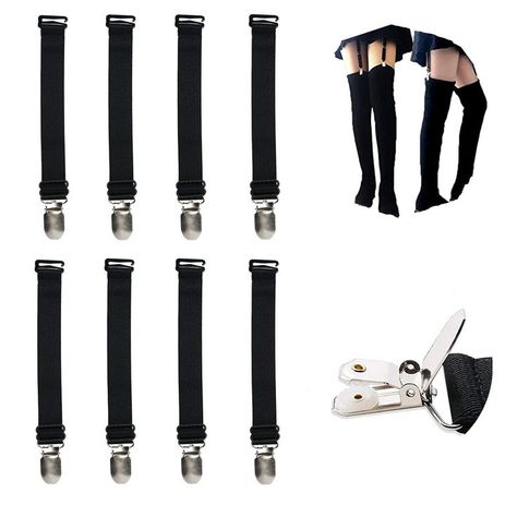 Elastic Stocking Clips Suspenders Garter Belt for Girdles Corset Straps Adjustable Leg Garter Girdles Fasteners Keep Your Lingerie Corset Snag on 8 Pcs Black Leg Garter, Garter Belts, Girdles, Leg Belt, Black Clothing, Idea Board, Corset Lingerie, Adjustable Legs, Style Guide