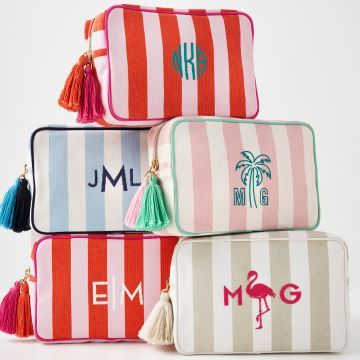 Luxury Everyday Bags With Monogram Print, Monogram Bags, Luxury Monogram Everyday Bag, Rectangular Monogram Travel Bag, Monogram Beach Bag, High-end Monogram Print Travel Bag, Travel Tech Organizer, Personalized Candy, Mark And Graham